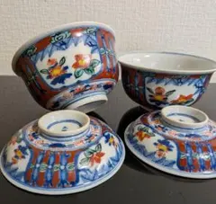 大聖寺九谷焼付き色絵茶碗二客のサムネイル