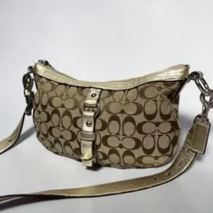 COACH シグネチャー ワンショルダーバッグ ブラウン ゴールド