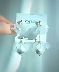 【再販】フラワー パール ピアス イヤリング ブライダル 花びら ハンドメイド