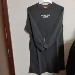 BREEZE ブリーズ ロゴ長袖Tシャツワンピース 150cm チャコール