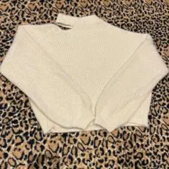 ANAP アイボリー リブ編み 長袖セーター