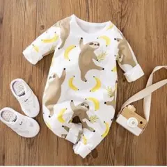 【新品】ナマケモノ バナナ 長袖 ロンパース