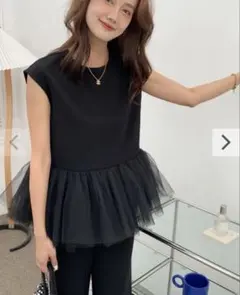 美品◇BIRTHDAY BASH ◇MIMI TOPS◇ペプラムチュール黒