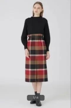 ブルーレーベルクレストブリッジ　チェックブライト起毛コンビドレス