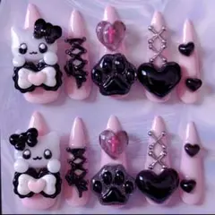 【SALE】ネイルチップ ねこ 平成女児 地雷 量産