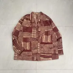 シャツジャケット 総柄 幾何学模様 エスニック レトロ アート 古着