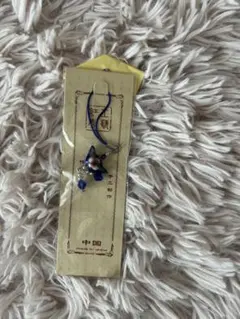 青色ビーズ花モチーフ携帯ストラップ