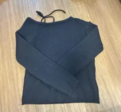 リブ編み ブラック オフショルダー セーター