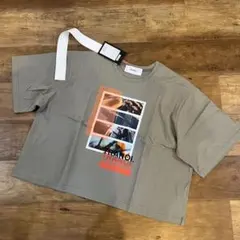新品　TRANOI. フォトプリント　ボックスロゴTシャツ　Tシャツ ベージュのサムネイル