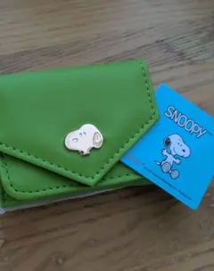 新品　未使用　 SNOOPY スヌーピー 三つ折り財布 ライトグリーン②のサムネイル
