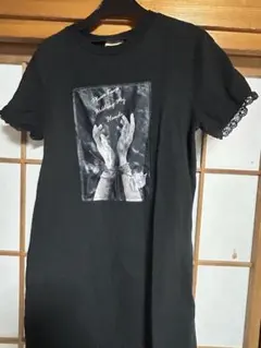 レース付きブラックTシャツワンピース　EAT MEのサムネイル