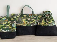 [新入学入園セール]　キュートな迷彩の入学入園3点セット