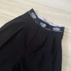 EMODA ロゴウエストゴム ストレートパンツ ブラック S