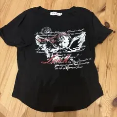 黒 半袖Tシャツ プリントデザイン