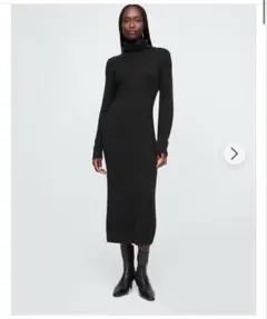 CashSoft カシミヤタッチ タートルネック マキシニットワンピース