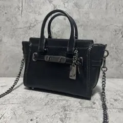 極美品✨️コーチ 2way ショルダーバッグ スワッガー ステッチ レザー 黒