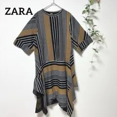 ZARA ザラ アシンメトリー ワンピース マルチボーダー チュニック Sサイズのサムネイル
