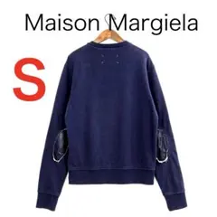 Maison Margiela カウレザーエルボーパッチ スウェットネイビー46