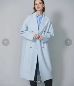 美品　N.O.R.C ダブルロングリバーコート　水色　s