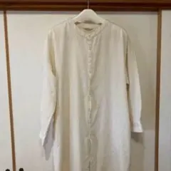 sm2 blue 微起毛　バンドカラーシャツワンピース　生成り