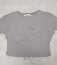 レディース 半袖 Tシャツ グレー レースアップのサムネイル