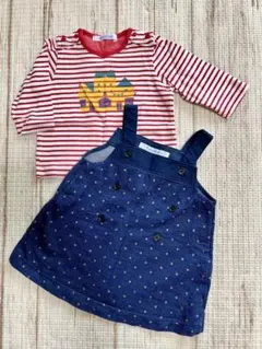 【美品】ファミリア　長袖カットソー　ジャンパースカート