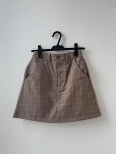 レディース ミニスカート 台形 茶色 チェック