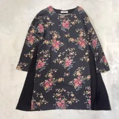 SUPER HAKKA レトロ　フラワープリント 切替ワンピース