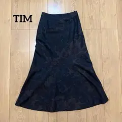 TIM ティム ボタニタル柄 黒 フレアスカート 9号 M