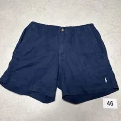 46 美品　ラルフローレン　ハーフパンツ　XS ネイビー　麻　リネン