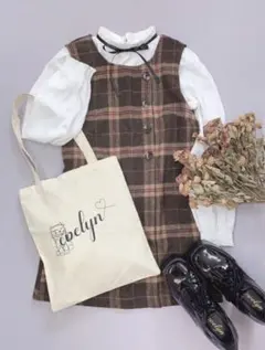 美品☆evelyn エブリン ブラウス付 チェックミニワンピース ジャンスカ