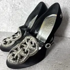 ✨CHANEL ラインストーン スパンコール パンプス ココマーク ブラックのサムネイル