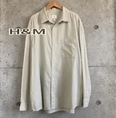 エイチアンドエム H &M リラックスフィット長袖シャツ　リネン コットン L
