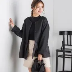 定価13,200円 新品 VICKY ビッキー ノーカラーツィードジャケット 黒のサムネイル