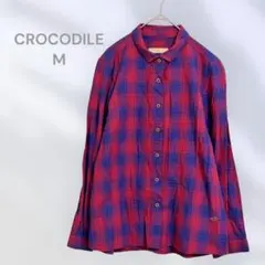 クロコダイル 長袖シャツ チェック柄 カジュアルシャツ 派手柄 華やか