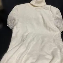 カシミヤ 100% ホワイト ハイネック 半袖ニット ユニクロ　XL