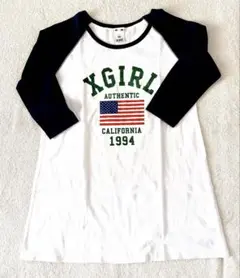 X-girl エックスガール ラグランTシャツ 七分袖 ロゴ ワンピース　2のサムネイル