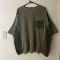 LUPILIAN☆パウダー加工切り替えオシャレでカッコイイTシャツ カーキのサムネイル