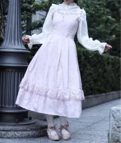 axes femme 桜レース×桜柄キャミワンピ　ピンク