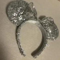 ディズニーリゾート スパンコールカチューシャ シルバー　ミニー
