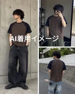 anti-label ラグランTシャツ M バイカラー 半袖 コットン100%のサムネイル