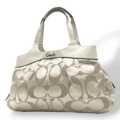 【未使用級美品】コーチ　ハンドバッグ　アイボリー　シグネチャー　A4