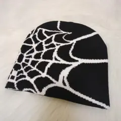 ビーニー ニット帽 ワッチ y2k グランジ 海外ストリート スパイダーウェブ柄