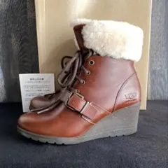 ugg ブーツ ムートン 編み上げ レースアップ ブラウン JANNEY