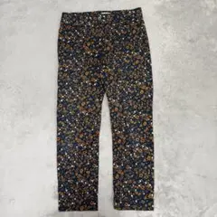 90s LEPSIM 花柄パンツ 総柄 ストレッチ ネイビー オレンジ Sレトロ