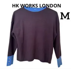 hk works london 配色袖プルオーバー　ニット　茶色　Mサイズ