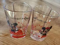 ミッキー ミニー ハート型グラス 2個セット ディズニー