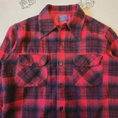 70s PENDLETON ボードシャツ　長袖シャツ　開襟シャツ　オンブレ　赤黒