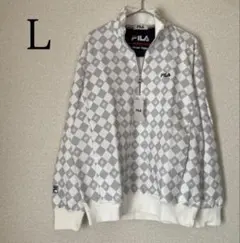 フィラ 長袖 スウェット ゴルフウェア トップス 総柄 白系 ハーフジップ L