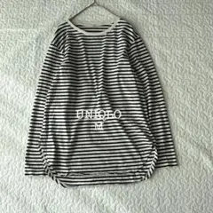 ユニクロ カットソー ボーダー柄 綿 長袖 100 黒白 Mサイズ 春